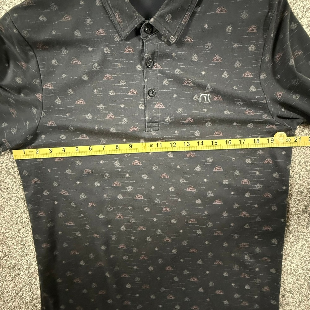 TravisMathew Mens Large Black Golf Polo Shirt Printed Cotton Blend Short Sleeve - Picture 6 of 10